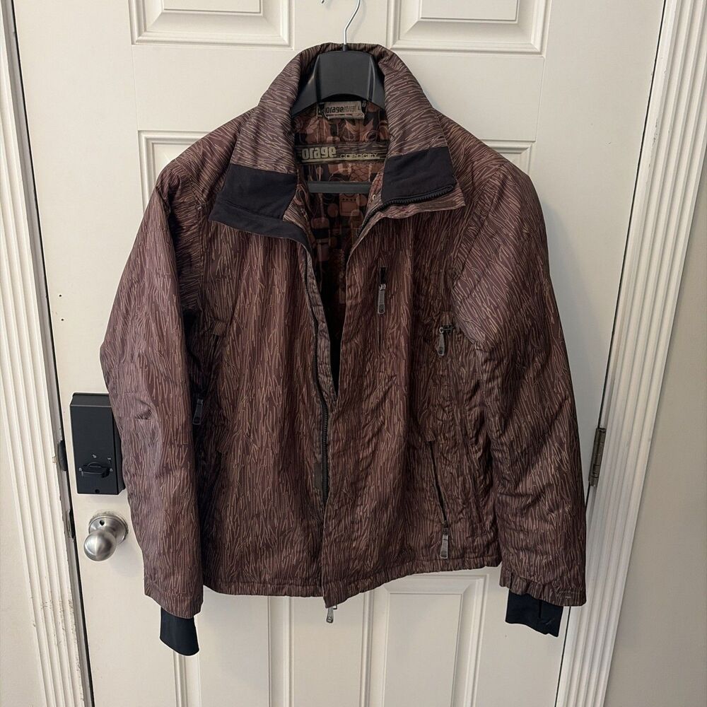 Orage Capacity Men’s Ski Jacket Size L- Woodgrain Print - Gadget Lining - Rare